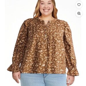 NWT 3X brown floral shirt 605